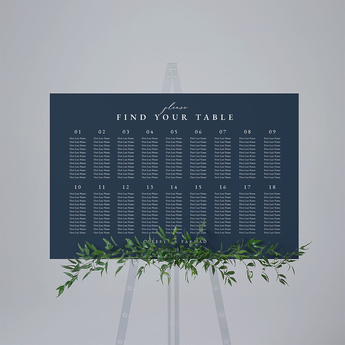 Illuminated Trees Standard Seating Chart Large Moody Blue Standard Indoor Foam Core L Seating