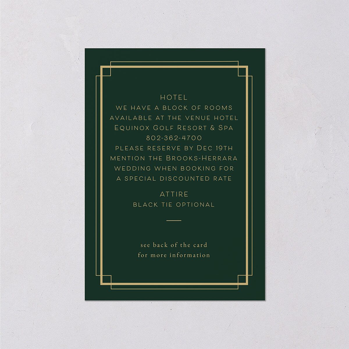 Luxe Monogram Wedding Enclosure Cards Dark Green Signature Standard