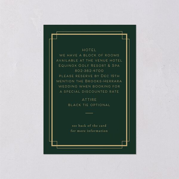 Luxe Monogram Wedding Enclosure Cards Dark Green Signature Standard