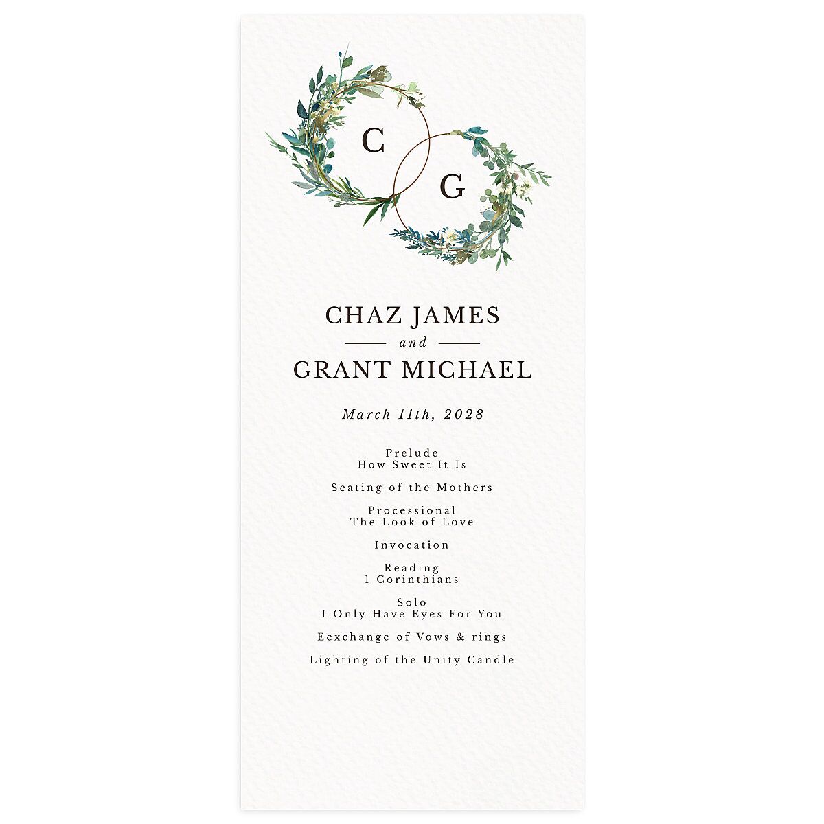 Leafy Hoops Wedding Programs