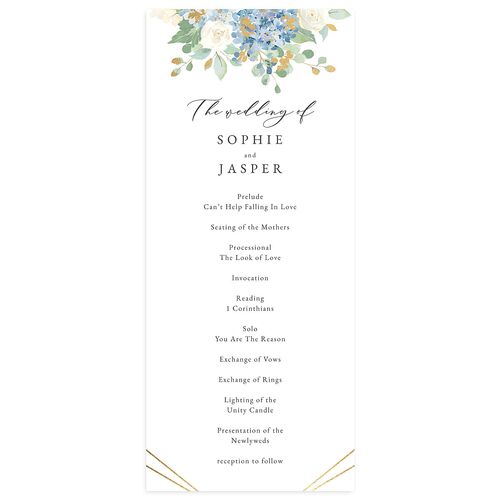 Gilded Hydrangea Wedding Programs Gold Ocean Signature