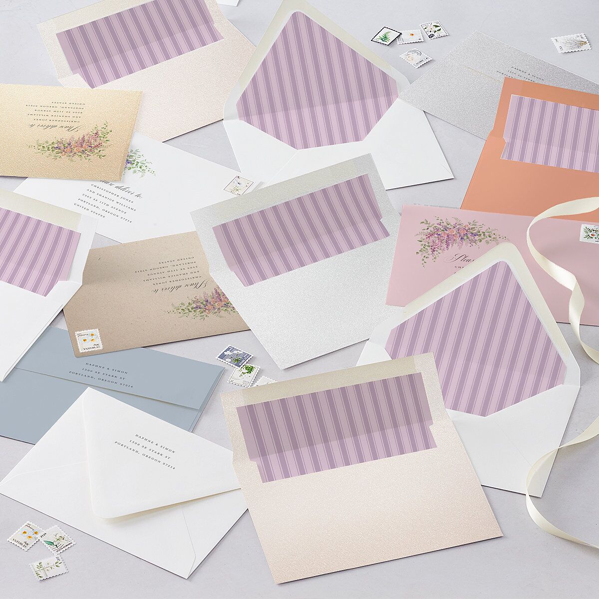 Formal Wisteria Garden Crest Wedding Invitations by Bridgerton Purple Haze Signature Blank No Standard