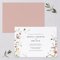 Glistening Wildflower Bridal Shower Invitations Soft Peach Signature Blank Standard
