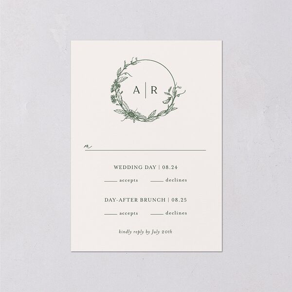 Botanical Arch Wedding Response Cards Hunter Green Signature Standard