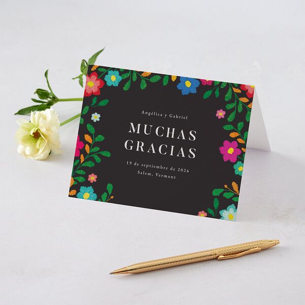 Mexican Bordados Florales Thank You Cards Off-White