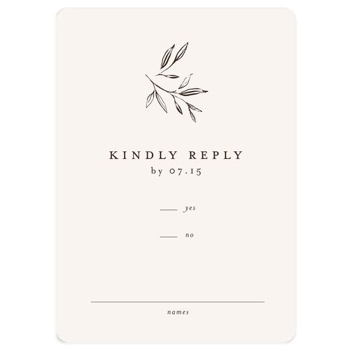 Minimal Leaves Wedding Response Cards Bisque Signature Rounded