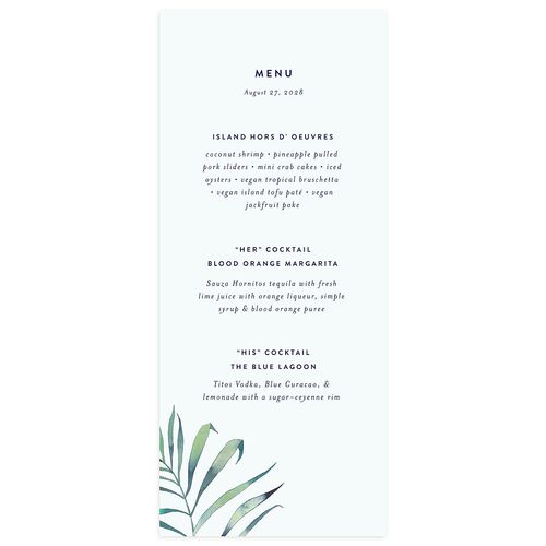 Palm and Protea Menus Navy Signature