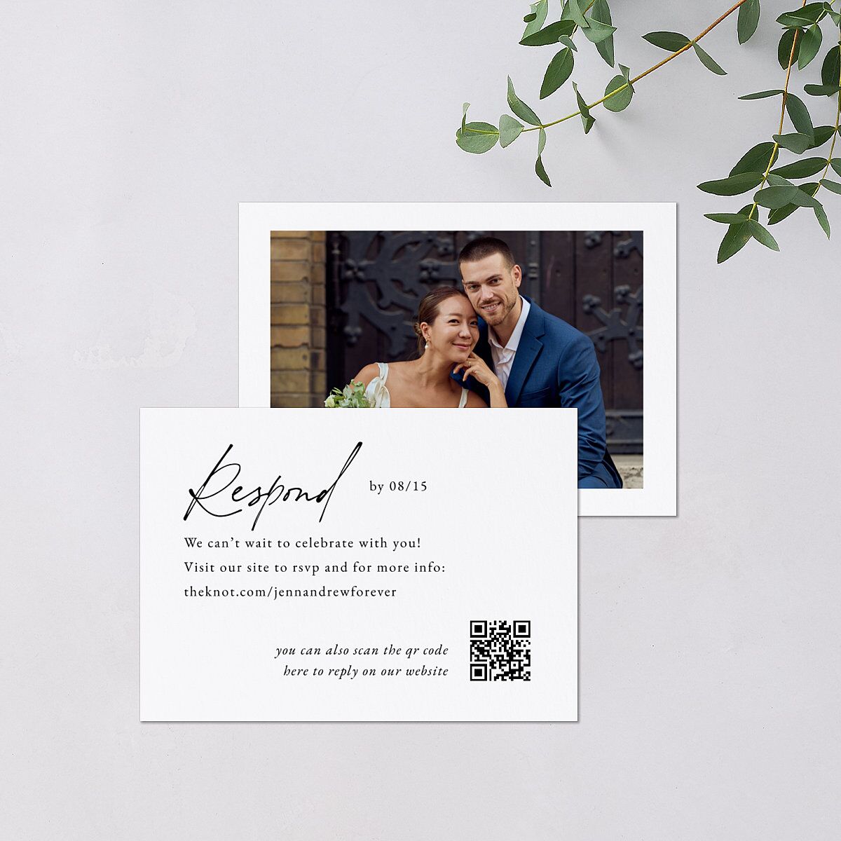 Simple Modern Photo QR QR Code RSVP Cards Pure White Signature Standard