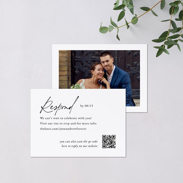 Simple Modern Photo QR QR Code RSVP Cards Pure White Signature Standard