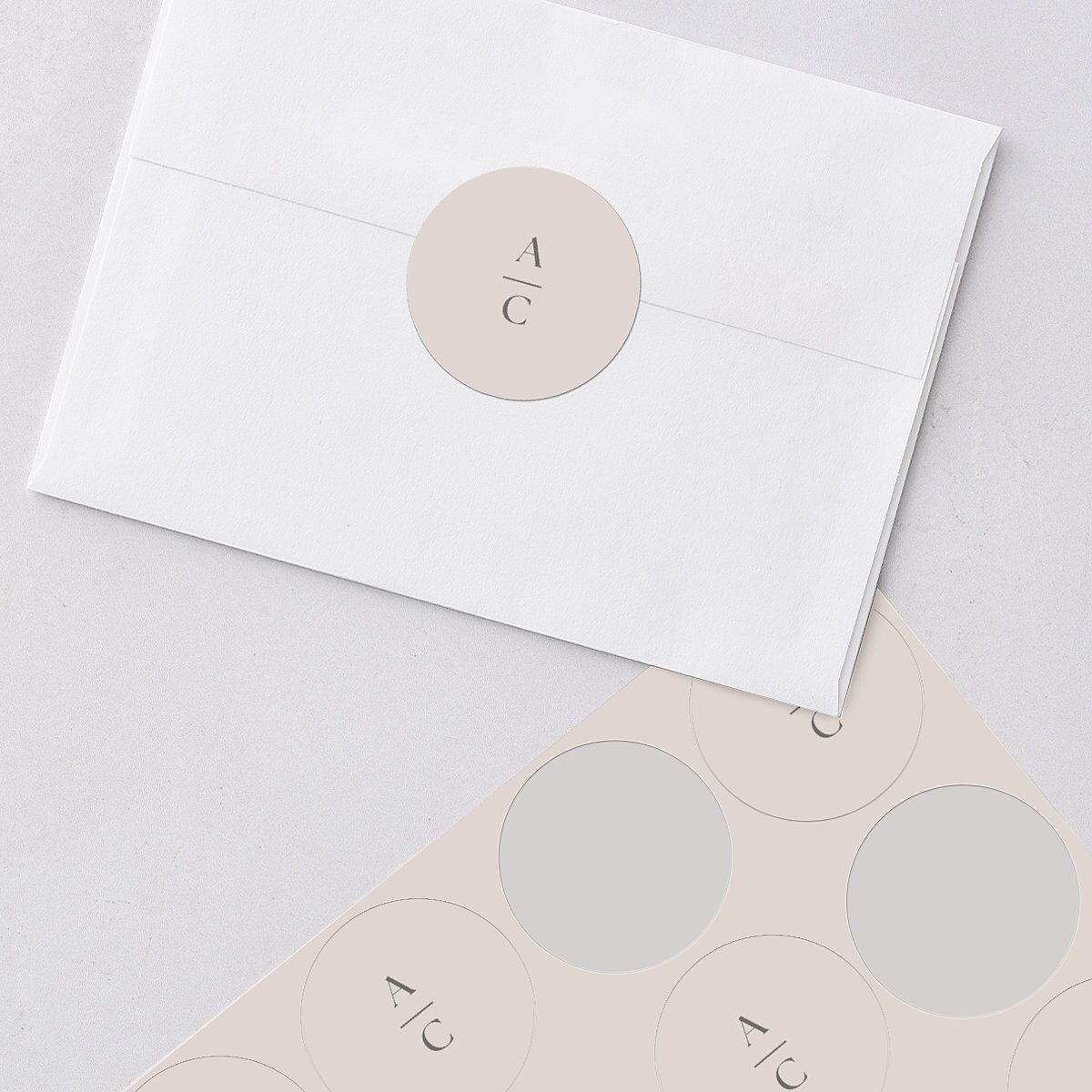 Gilded Branches Wedding Stickers Off-White Circle