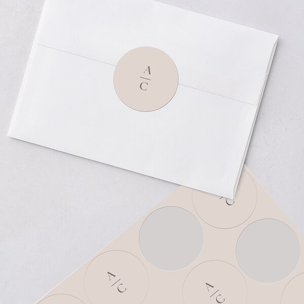 Gilded Branches Wedding Stickers Off-White Circle