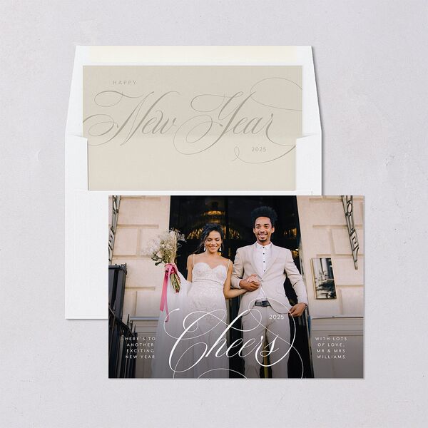 Elegant Cheer Holiday Cards Pure White Signature Blank