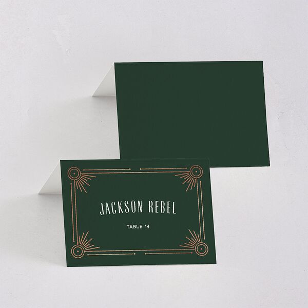 Ornate Elegance Place Cards Rose Gold Dark Emerald Signature