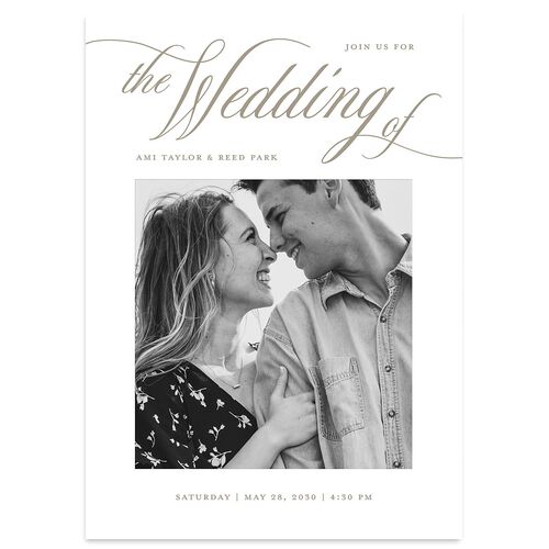 Grand Calligraphy Wedding Invitations Fawn Signature Blank No Standard