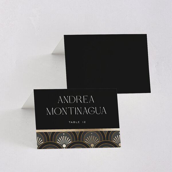 Modern Deco Place Cards Gold Charcoal Signature