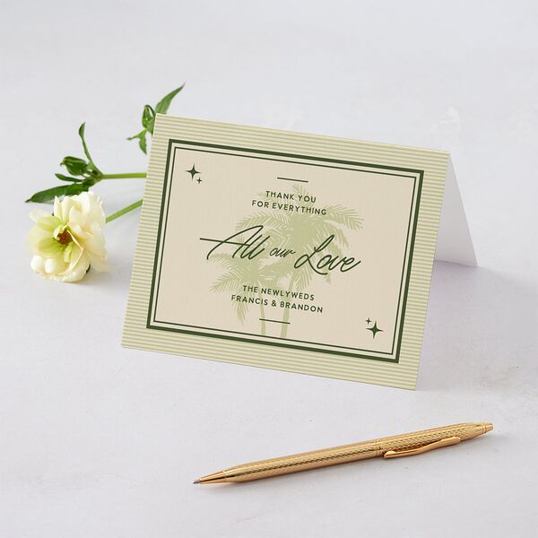 Retro Tropical Destination Thank You Cards Pear
