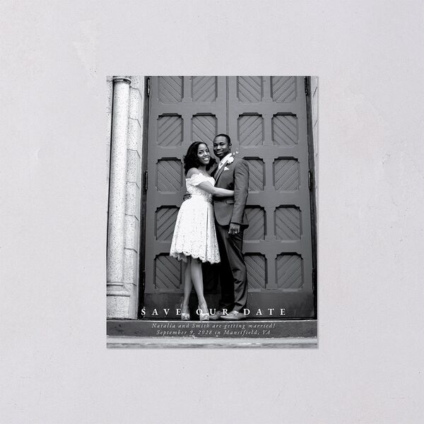 Ampersand Flourish Save the Date Petite Cards Snow Signature smooth Blank No