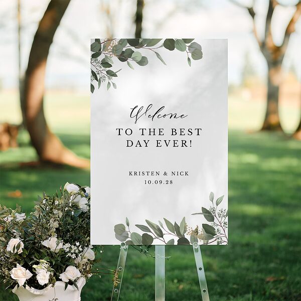Eucalyptus Frame Standard Welcome Sign Large Pure White Standard Indoor Foam Core L Welcome