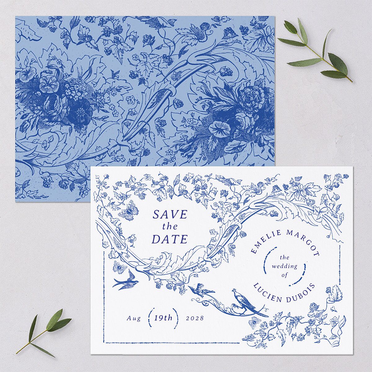 Vintage Toile Save The Date Cards — view 1