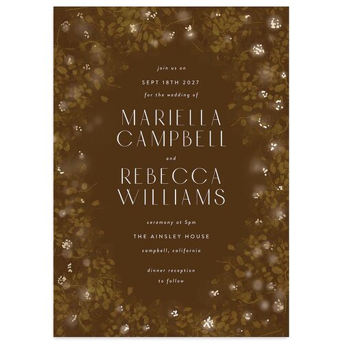 Moonlit Garden Wedding Invitations Gold Chocolate Signature Blank No Standard