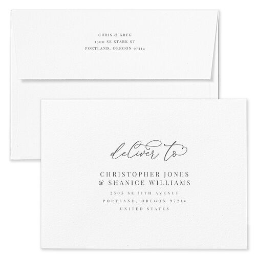 Romantic Calligraphy Save The Date Card Envelopes Kraft Peony Return Address Signature Standard