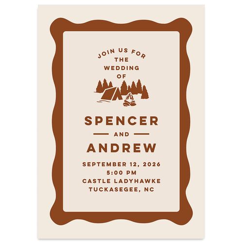Adventure Icon Wedding Invitations Walnut Signature Blank No Standard