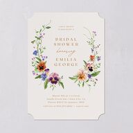 Wild Pansies Bridal Shower Invitations Rose Gold Signature Blank