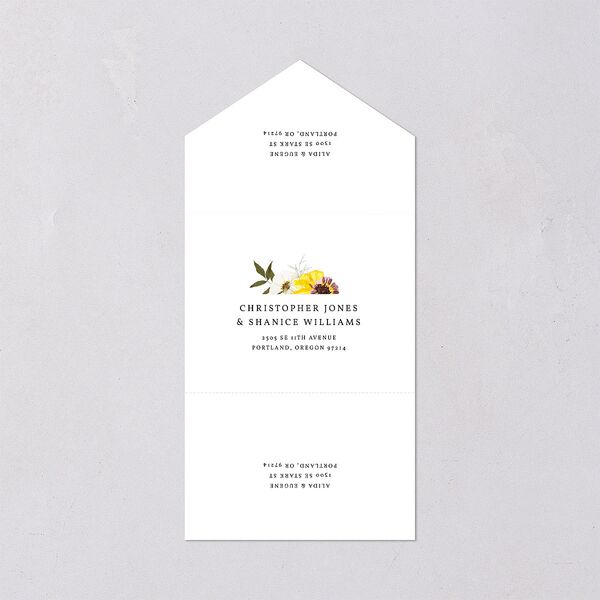 Pressed Flowers All-in-One Wedding Invitations Sunflower Signature Light Both Recipient and Return Addresses No