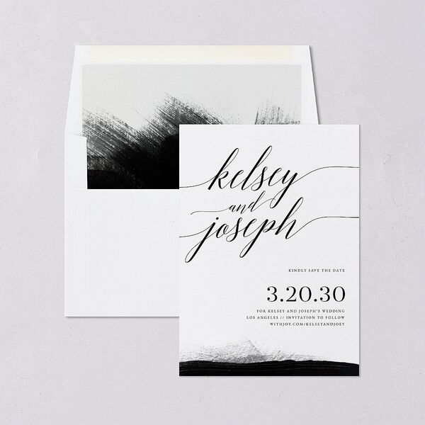 Painted Minimal Save The Date Cards Midnight Signature smooth Blank No Standard
