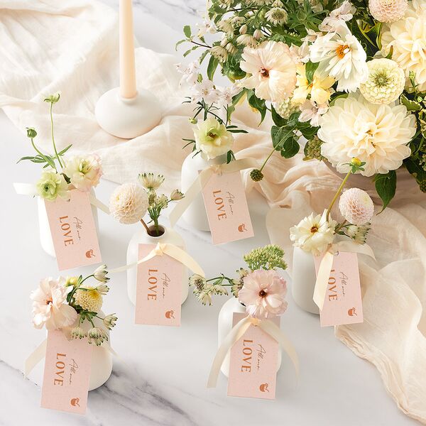 Beach Party Favor Gift Tags Pink Cotton Signature