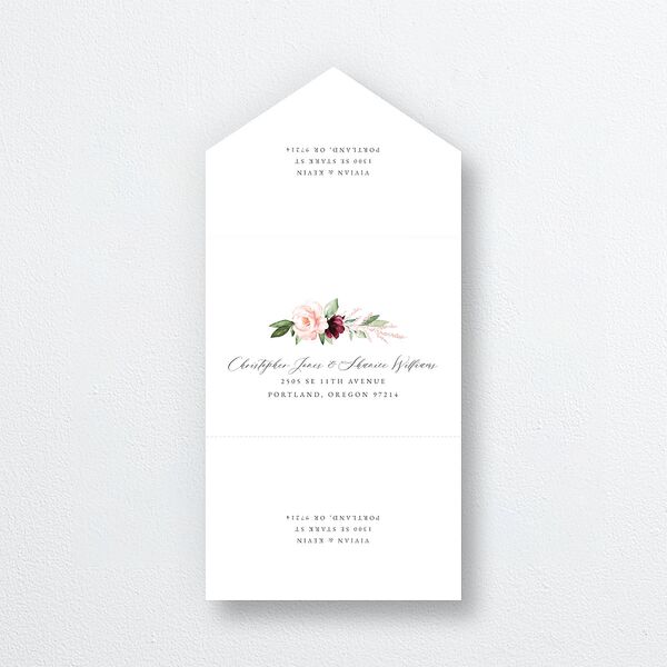 Beloved Floral All-in-One Wedding Invitations Dark Berry Signature Light Both Recipient and Return Addresses No