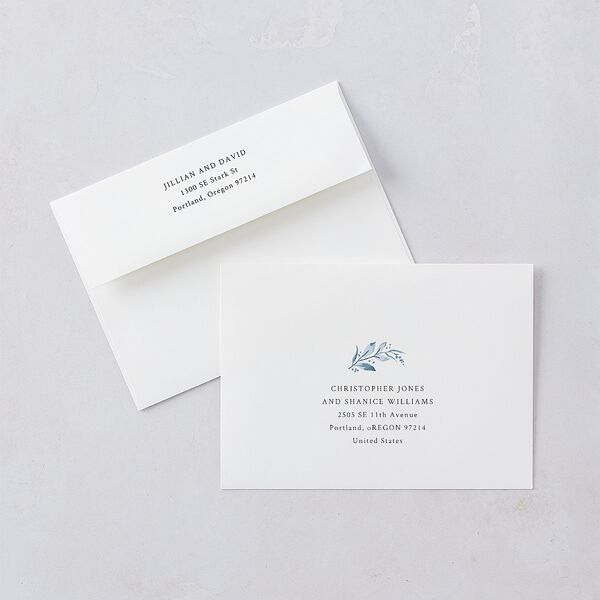 Classic Greenery Save The Date Cards Ocean Signature smooth Blank No Standard