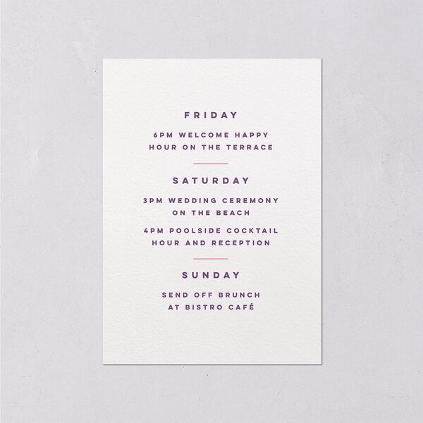 Meet Us In Miami Wedding Event Detail Cards Orchid Signature Standard