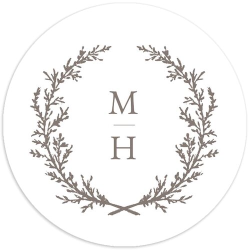 Monogram Branches Wedding Stickers Steel Gray