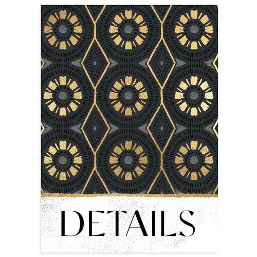 Gilded Sahara Pattern Wedding Event Detail Cards Gold Licorice Signature Standard