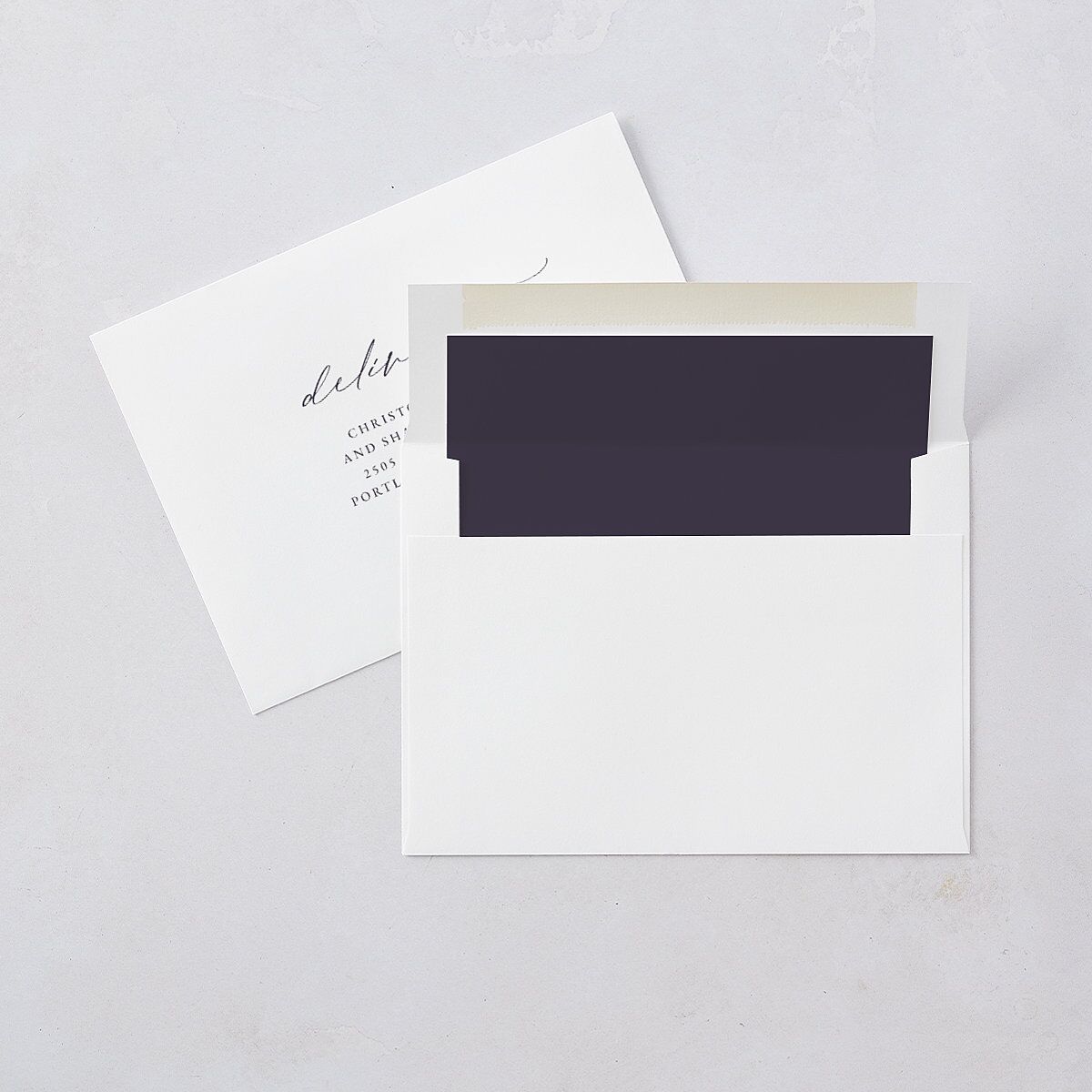 Romantic Announcement Save the Date Cards Midnight Navy Gold Signature smooth Blank No Standard