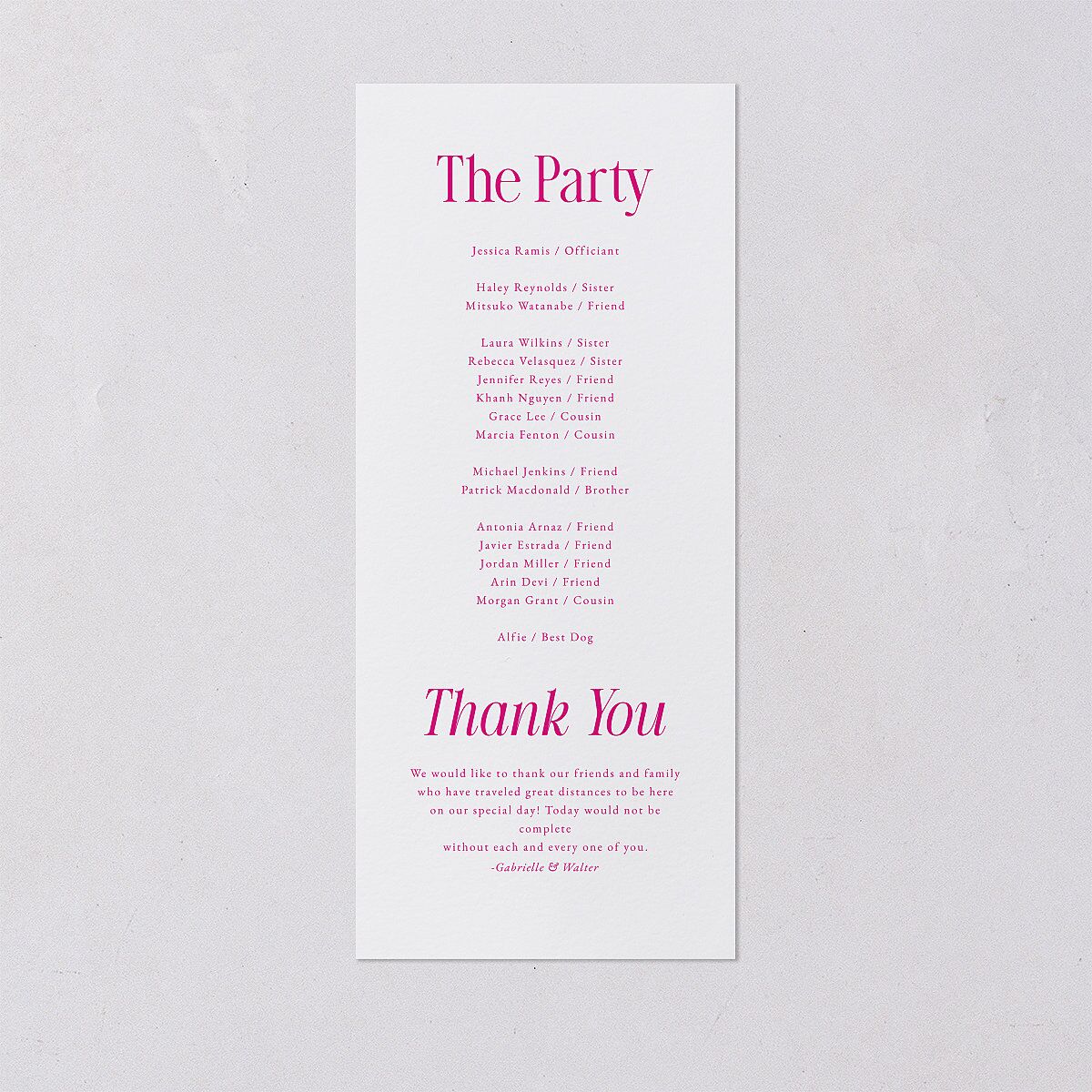 Stay For The Party Wedding Programs Hot Pink Signature