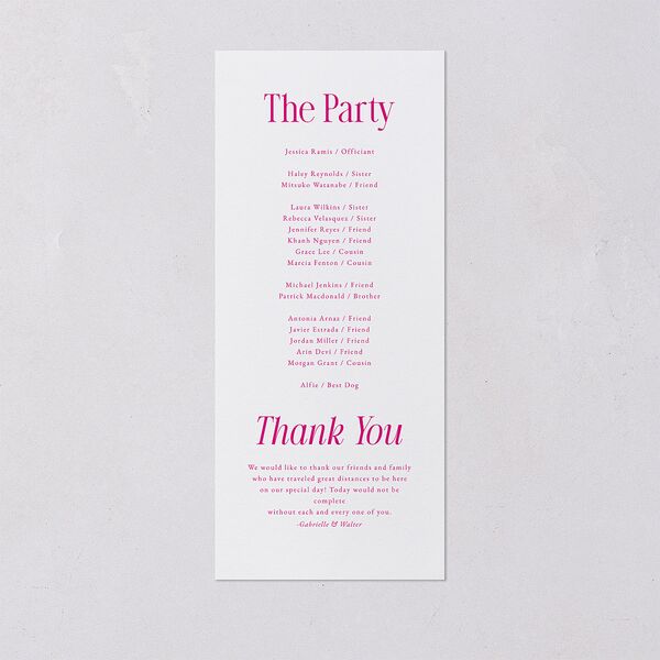 Stay For The Party Wedding Programs Hot Pink Signature