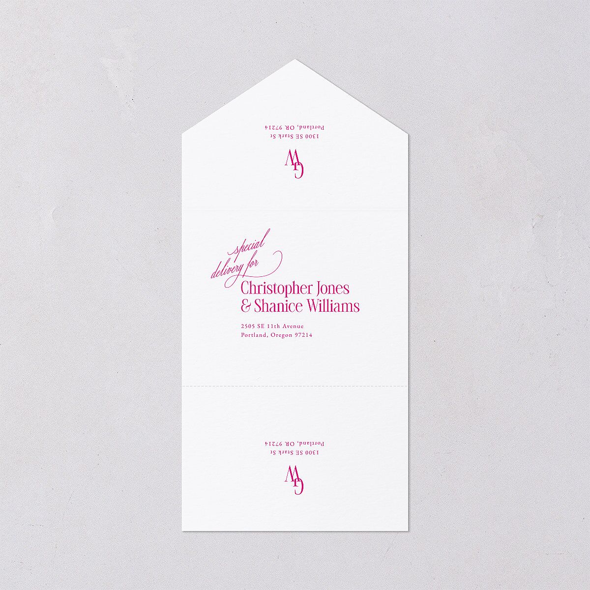 Stay For The Party All-in-One Wedding Invitations Hot Pink Signature Light Both Recipient and Return Addresses No