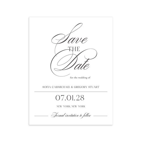 Classically Elegant Save the Date Petite Cards Pure White Signature smooth Blank No Standard