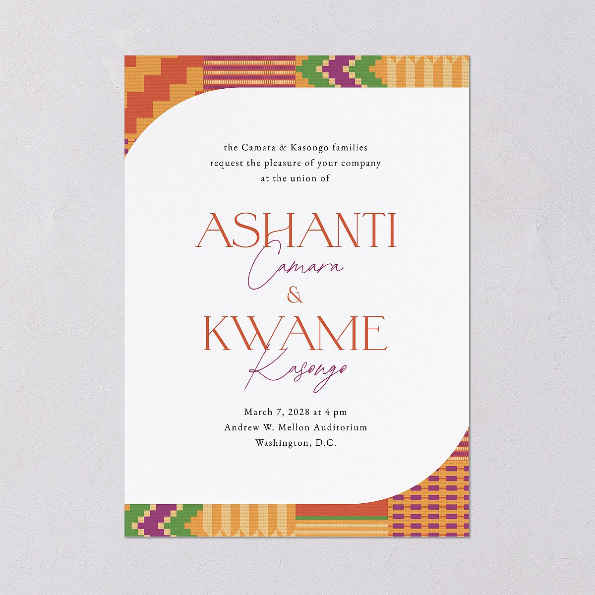 Ankara Print Wedding Invitations Gold Marigold Signature Blank No Standard