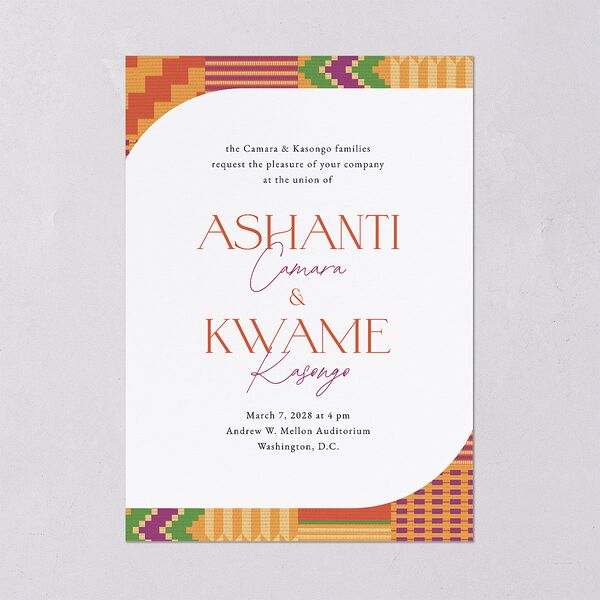 Ankara Print Wedding Invitations Gold Marigold Signature Blank No Standard