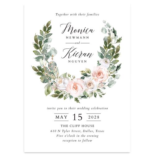 Romantic Laurel Wedding Invitations Shell Pink Signature Blank No Standard