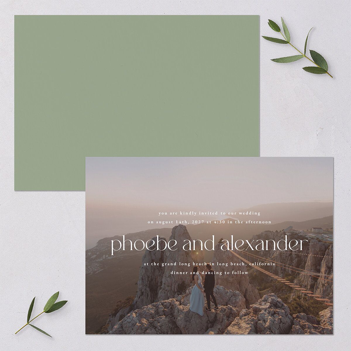 Striking Scene Wedding Invitations Thyme Signature Blank No Standard