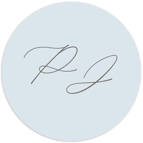 Elegant Pastel Floral Wedding Stickers Ice Blue Circle