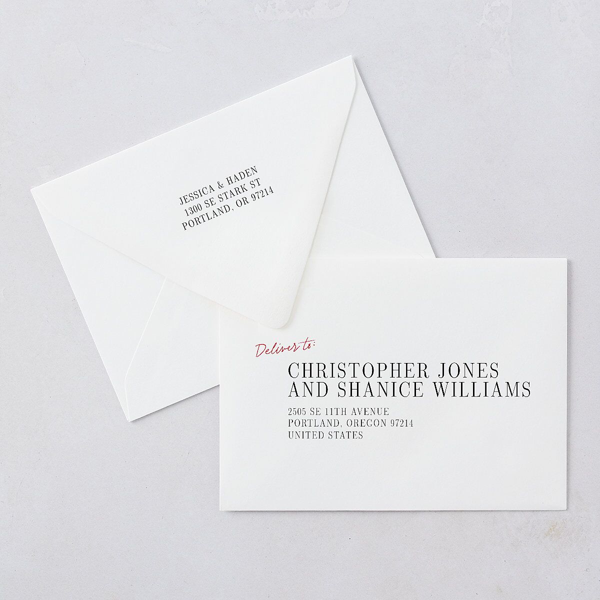 Modern Circled Calendar Date Save The Date Card Euro Envelopes White Jewel Red Both Recipient and Return Addresses Luxe Signature