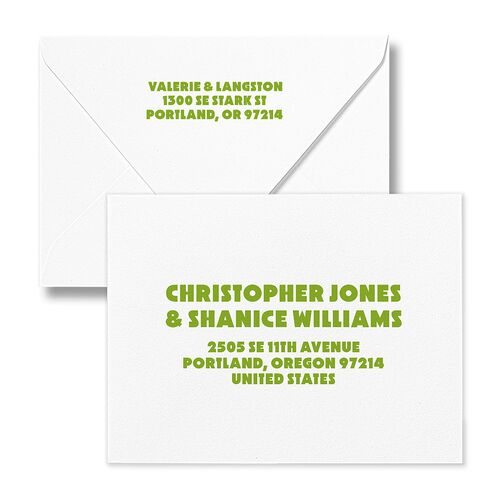 Retro Modern QR Code Save the Date Petite Card Euro Envelopes White Greenery Both Recipient and Return Addresses Luxe Signature