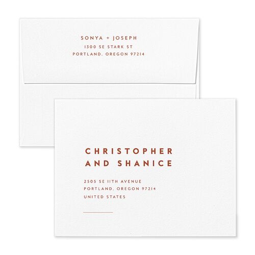 Simply Modern Save the Date Magnet Envelopes White Copper Both Recipient and Return Addresses Signature Standard