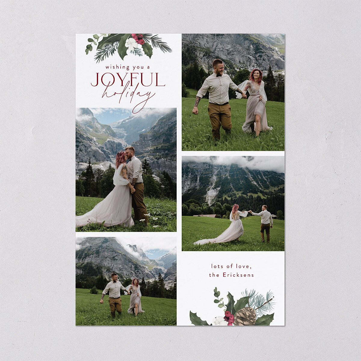 Botanical Corners Holiday Cards Garnet Signature