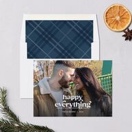 Happy Holiday Holiday Cards Moody Blue Signature Blank Landscape Standard